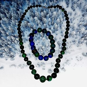 Z009 - NATURAL EMERALD NECKLACE & BRACELET Zambian Emerald Smooth Roundel Beads